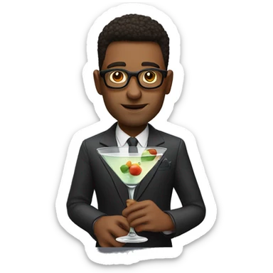 Gay guy holding a martini with big glasses and likes roaches sticker