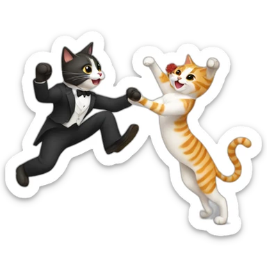 pareja de gatos tangueros bailando sticker