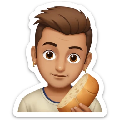 A boy with hair like sanjay dutt and earrings and good bread sticker