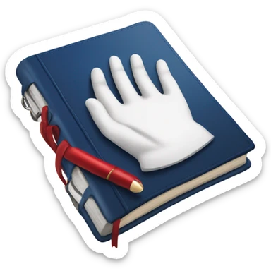 a hand with a red manicure holds a dark blue diary sticker