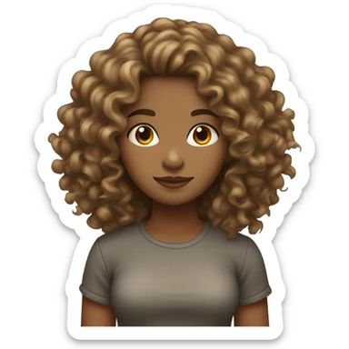 Light brown girl with long curly hair saying “not my problem anymore”  sticker