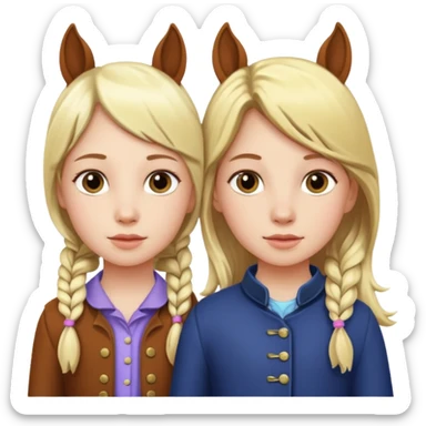 Twin girls birthday with a horse  sticker