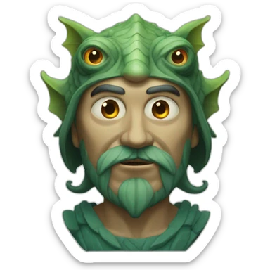 God Dagon, a man with a fish head and a human body sticker