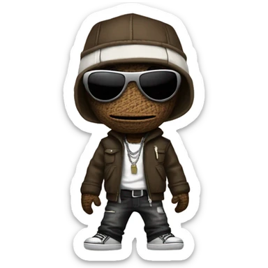 sackboy in a rapper outfit sticker