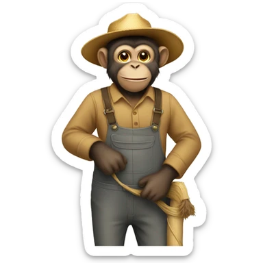 monkey as a farmer sticker