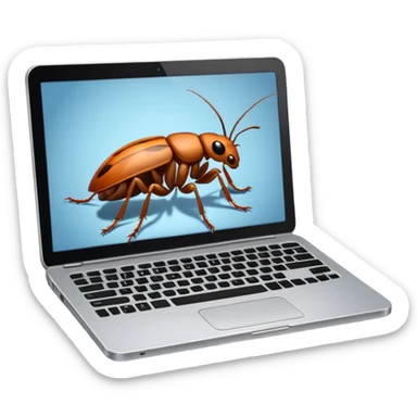 an open laptop with cockroaches crawling on it sticker
