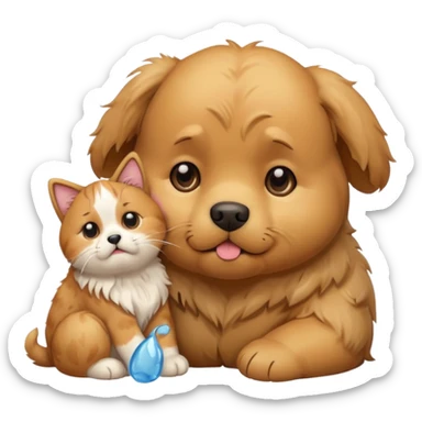 a teddy and a cute dog and cat crying sticker