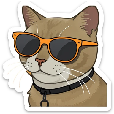 cat saying yes with sunglasses  sticker