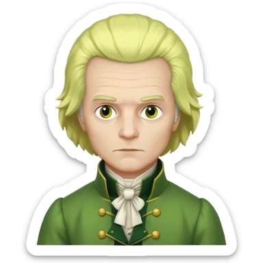 Maximilien Robespierre in a green and yellow gown sticker