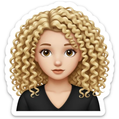 White girl with half blonde half black split dye curly hair sticker