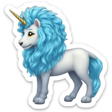 unicorn lion aurora blue hair sticker