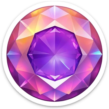 round cut purple fire opal gemstone with classic faceted gemstone style and holographic fire inside sticker