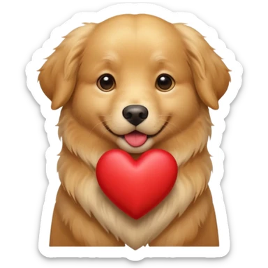 A dog holding a heart in its mouth (modelled after a Golden Retriever) sticker