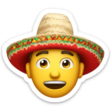guy in mexican hat that is red and embarrassed  sticker