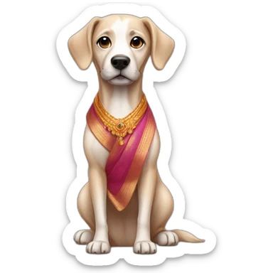 Dog wearing a saree sticker