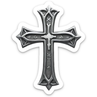 silver gothic cross sticker
