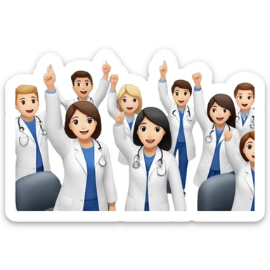 cheering mission control room with big screen showing successful rocket launch sticker