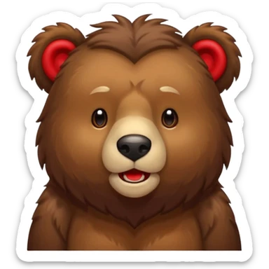 Urso pardo com cabelo vermelho mostrando a língua  sticker
