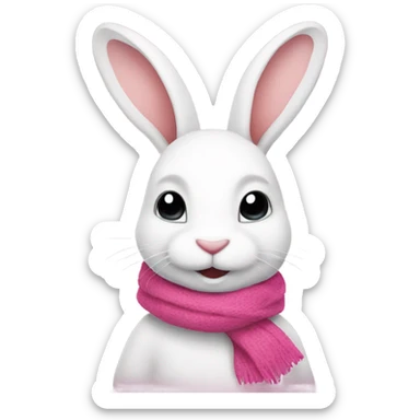 white rabbit with a pink scarf sticker