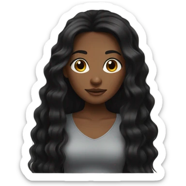 pretty black girl with long black hair  sticker