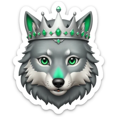 wolf with silver crown with emeralds sticker
