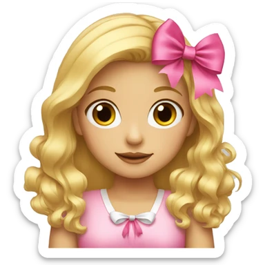 Blonde girl with a pink bow  sticker