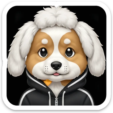 Dog with hoodie black and White  sticker