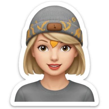taylor swift wearing gray beanie sticker
