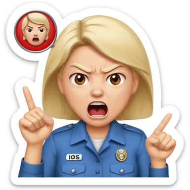emojis.com a-karen-mom-yelling-at-somebody-that-wont-take-their-dog-out-and-is-showing-her-badge-but-its-fake sticker