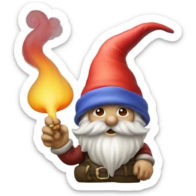 Gnome with a mushroom hat smoking sticker