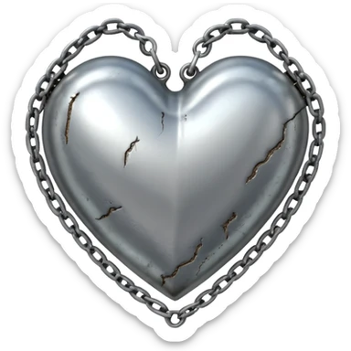 A metal heart with chains around sticker