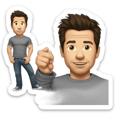 mark wahlberg cartoon wearing tee sticker