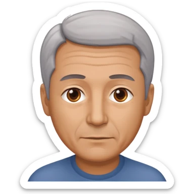 Illustrated emoji of a middle aged man with receding grey hair and brown eyes sticker