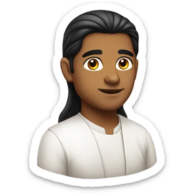 Young South Indian priest with black hair mullet. sticker