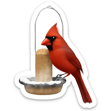 Cardinal on bird feeder sticker