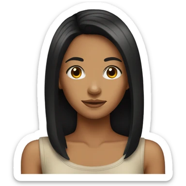 Tan girl with straight black hair sticker