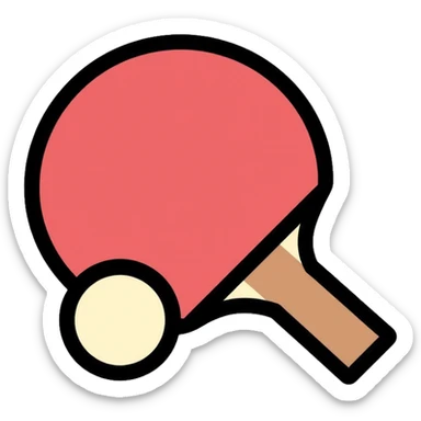 Pong game settings icon with paddle, ball, and gear sticker