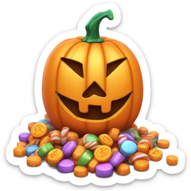 Jack-o’-lantern sitting in candy sticker