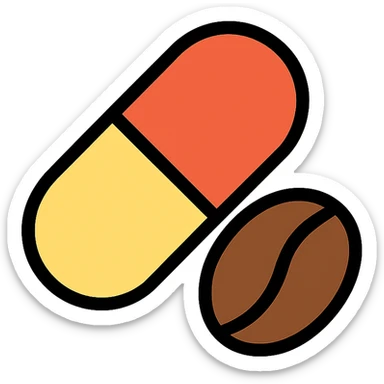 caffeine pill, simple and clean, medical style icon sticker