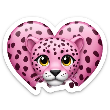 pink cheetah heart  sticker