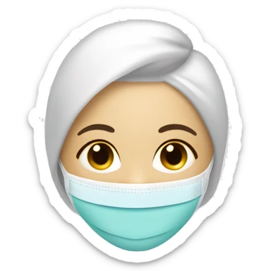 Lady with face mask spa beauty full face relaxing sticker