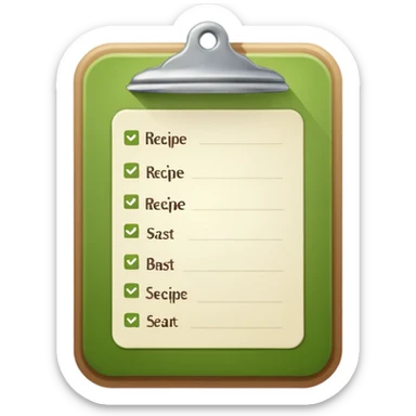Small icon emoji of recipe sheet, minimum details, green #36a767 main color sticker