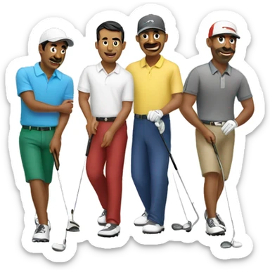 3 latino men golfing sticker