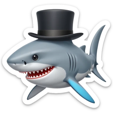 Shark with a top hat sticker