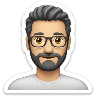 homem branco rosto arredondado oculos fino e barba sticker