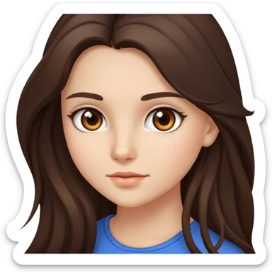 brunette girl long hair with brown eyes  sticker