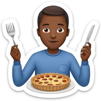 Black man eating a quiche Lorraine sticker