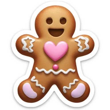 pastel gingerbread man with heart sticker