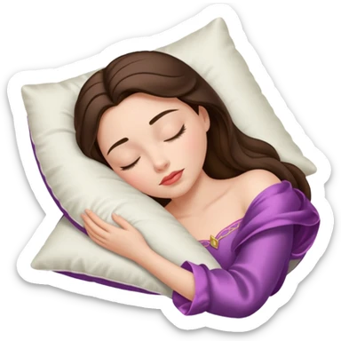 sleeping beauty brunette white girl with a silk pillow sticker