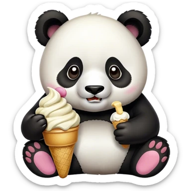 Panda eating ice cream sticker